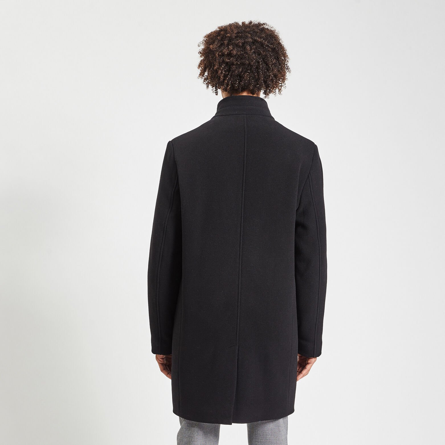 Manteau en laine col montant Noir
