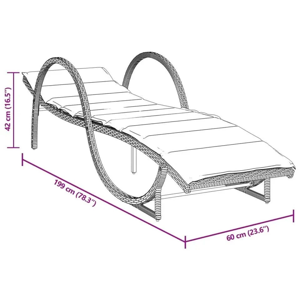 vidaXL - Ligbed - Beige - Poly rattan