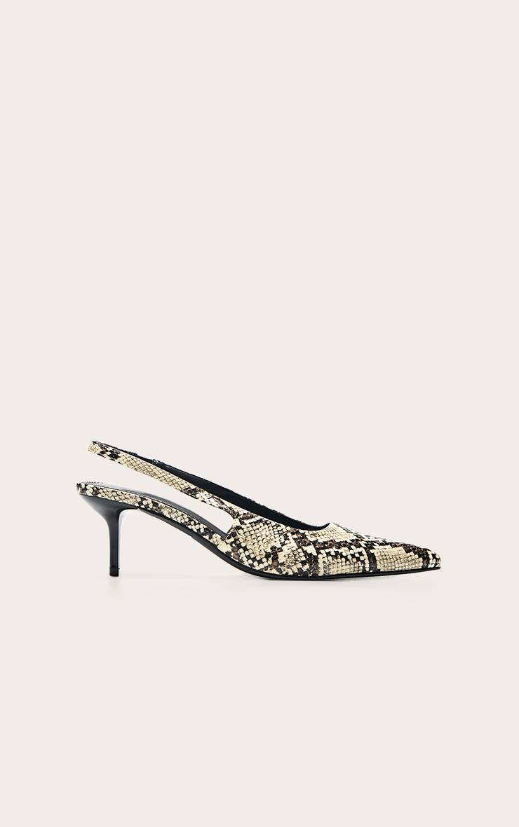 Snake Print Escarpin Slingback À Bout Pointu En Satin
