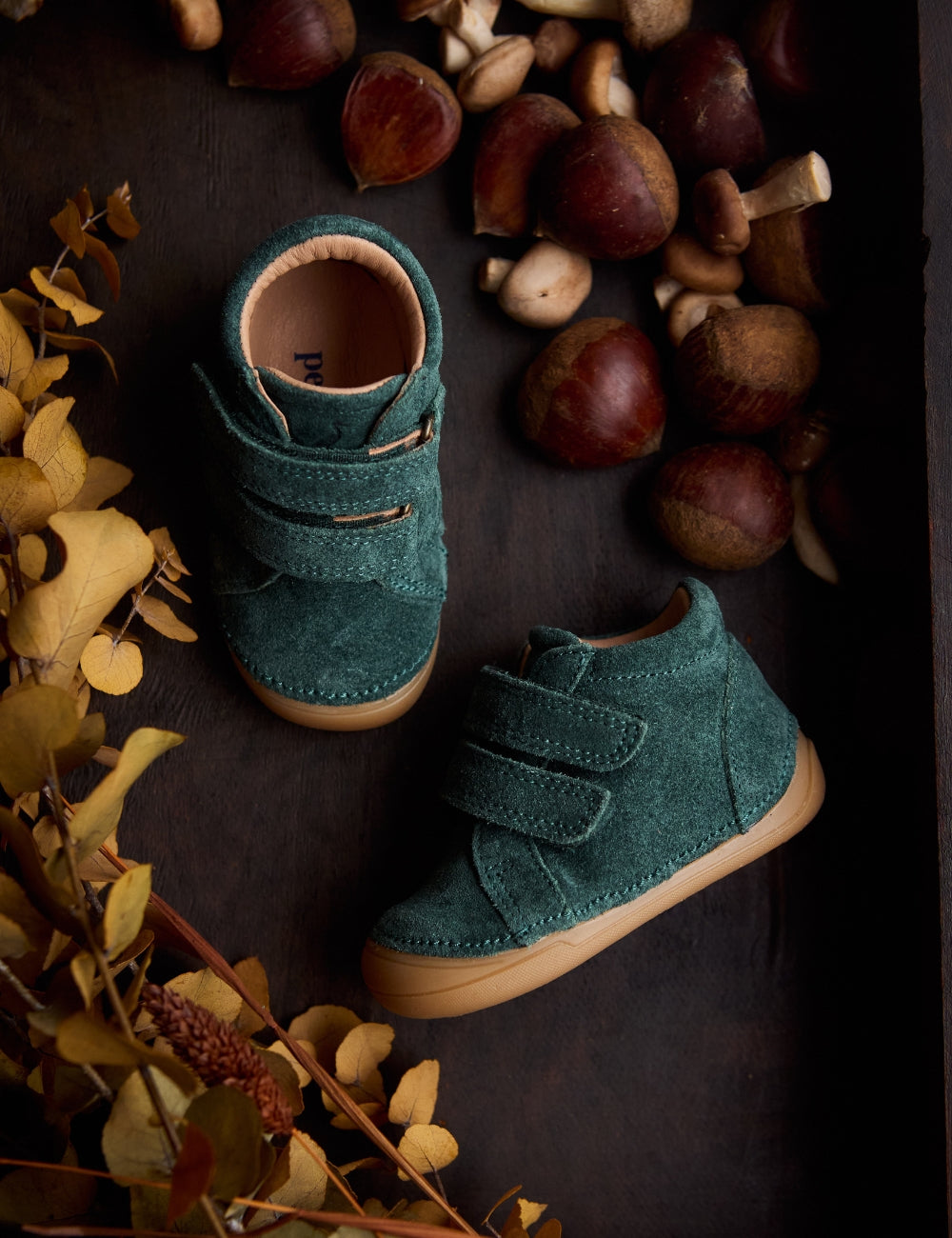 Mini Bootie Velcro - Teal Suede