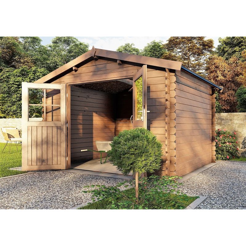 Abri de jardin megeve de 9,3 m² en bois de pin ép. 28 mm traité autoclave