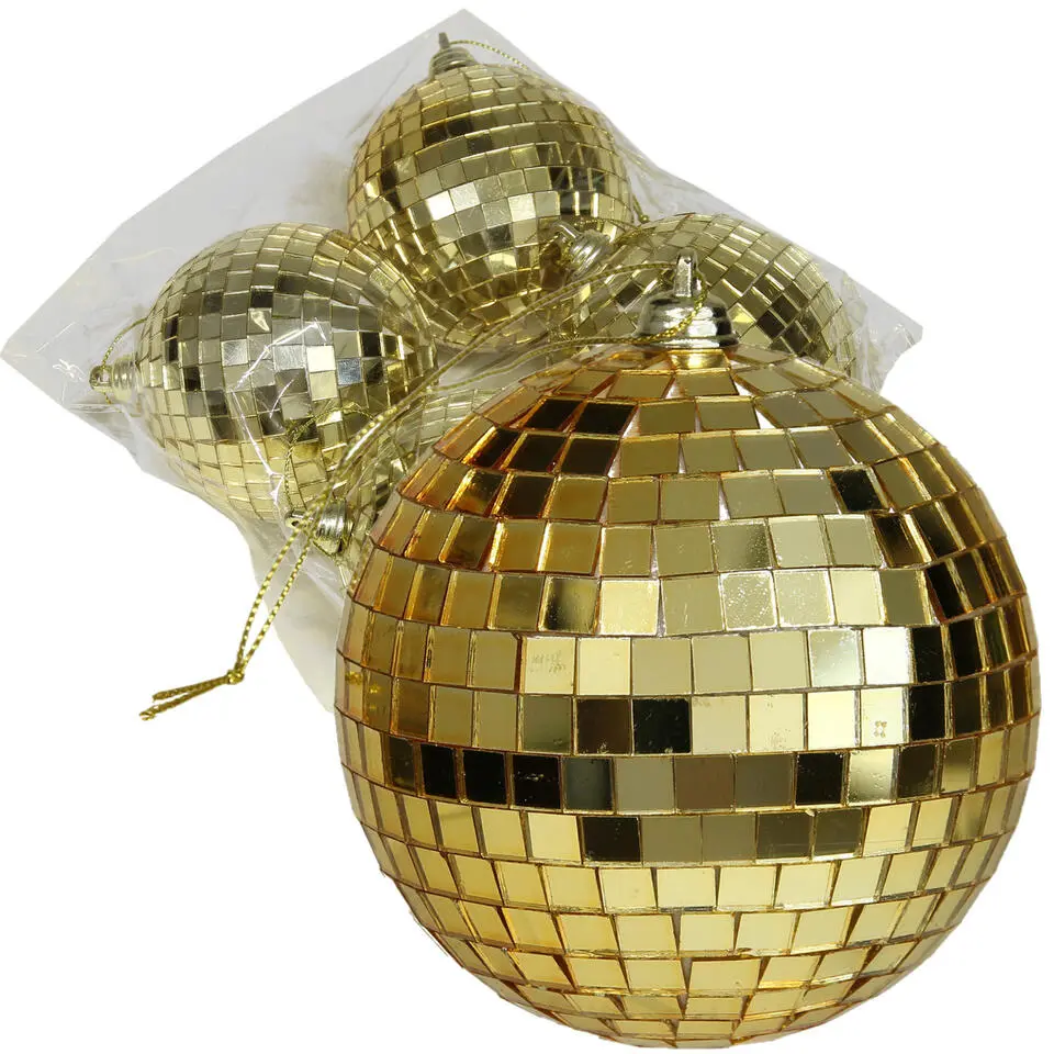 Othmar Decorations kerstballen - disco - 4x st - goud - 8 cm