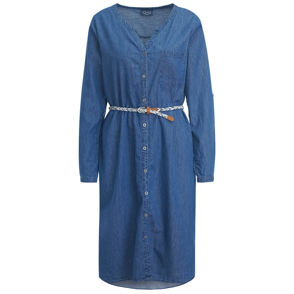 Gina Damen Jeanskleid in Denim-Optik blau