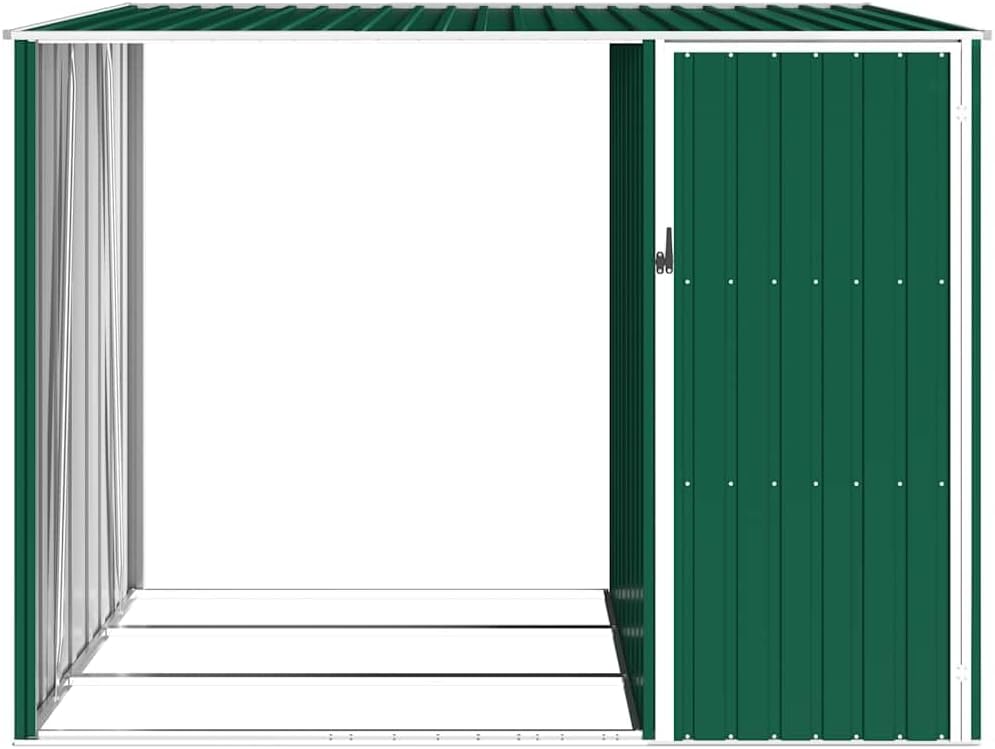 vidaXL Garten Brennholzlager Kaminholzunterstand Brennholzregal Unterstand Gerätehaus Gartenhaus Schuppen Grün 245x98x159cm Verzinkter Stahl