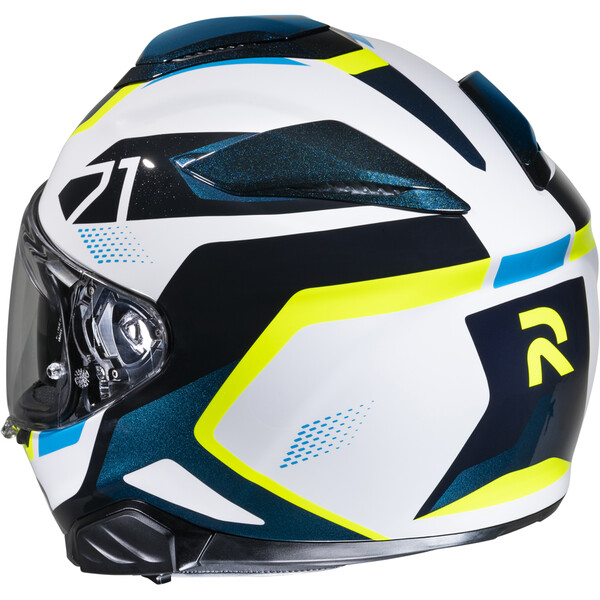 HJC - Casque RPHA 71 Hapel MC3H / Blanc / Bleu / Jaune fluo