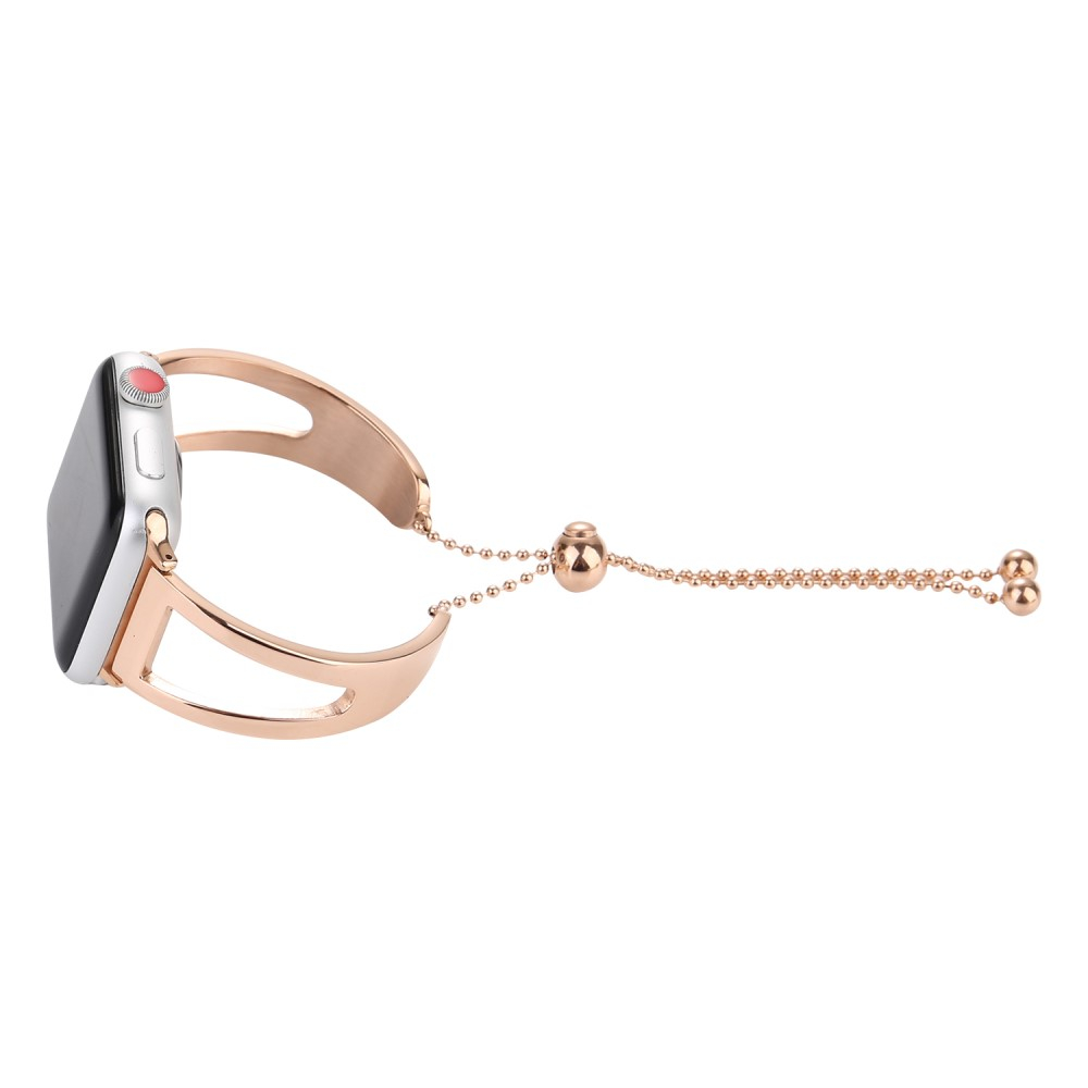Apple Watch (42/41/40/38 mm) Ersatz Edelstahl Armband mit Perlen Verschluss - Roségold
