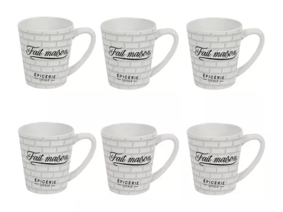 Lot de 6 Mugs en Porcelaine 