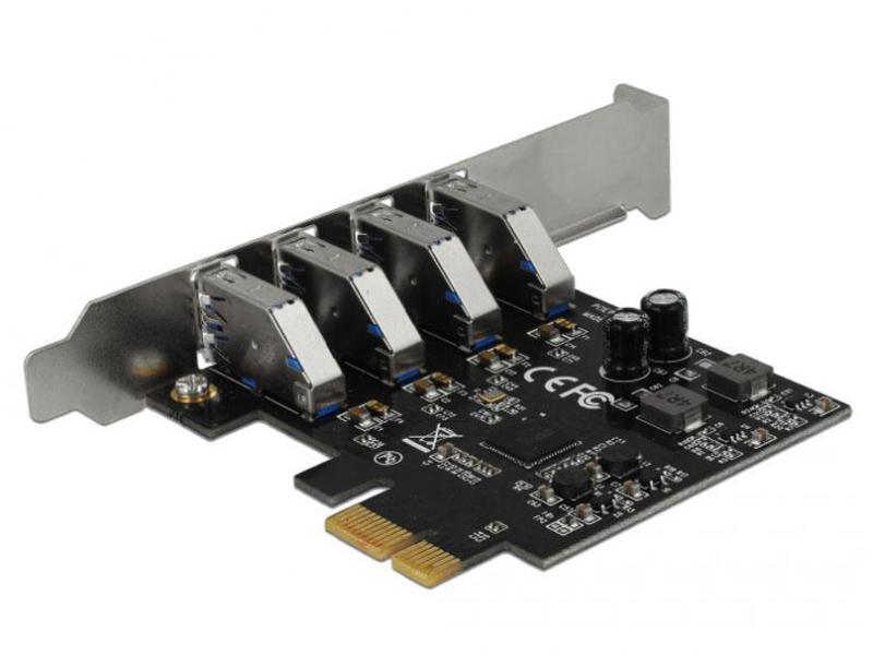 Delock PCI-Express-Karte 90304 USB 3.0 Typ-A PCIe-Schnittstellenkarte mit 4 USB-Anschlüssen
