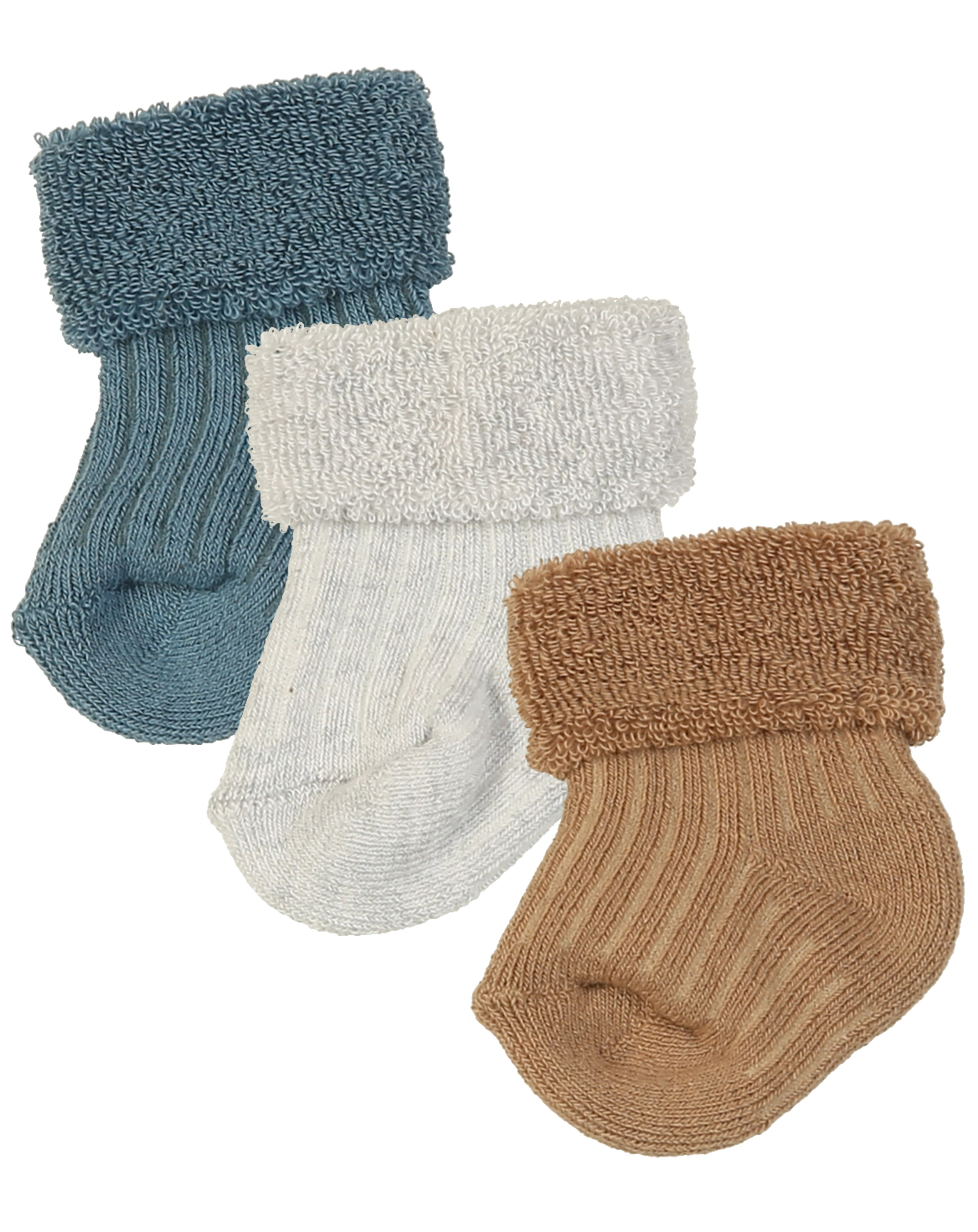 Babysocken COSY LITTLE 3er Pack in blau/grau/camel