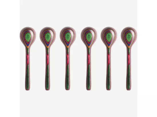 HABITAT - Lot de 6 cuillères à café en bois de pakka - Multicolore - Ocolo