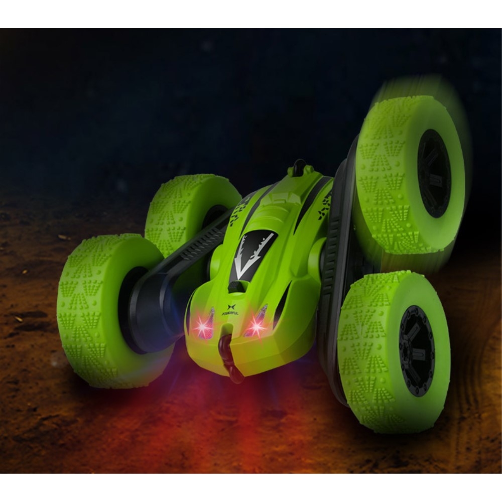 (16cm) Ferngesteuertes 2.4GHz Stunt Offroad Auto Rennauto mit 360° Drehung   LED Licht - Blau