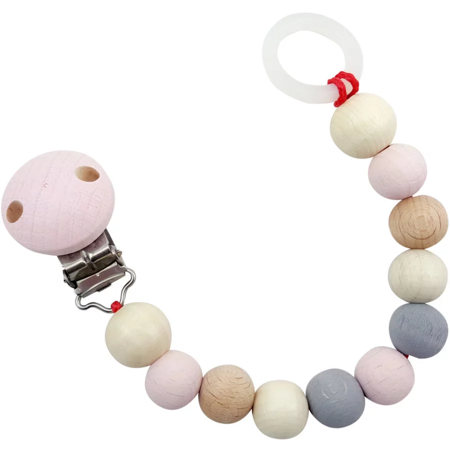 HESS Schnullerkette, natur rosa
