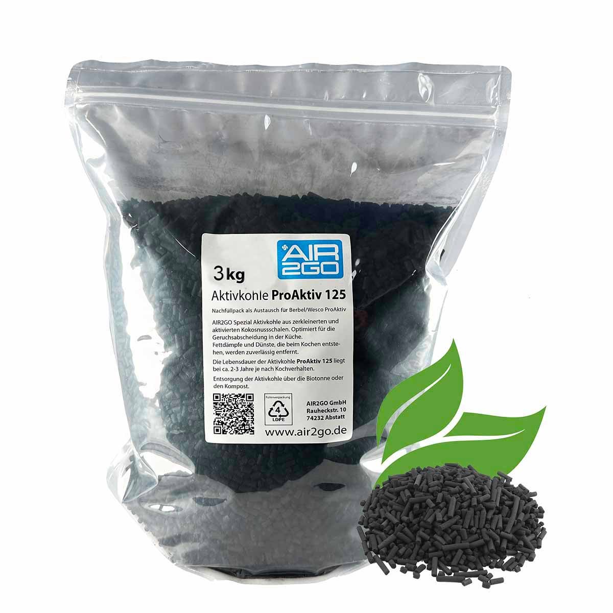 kg actieve kool ProAktiv 125 pellets van kokosnootschalen voor Berbel / Wesco