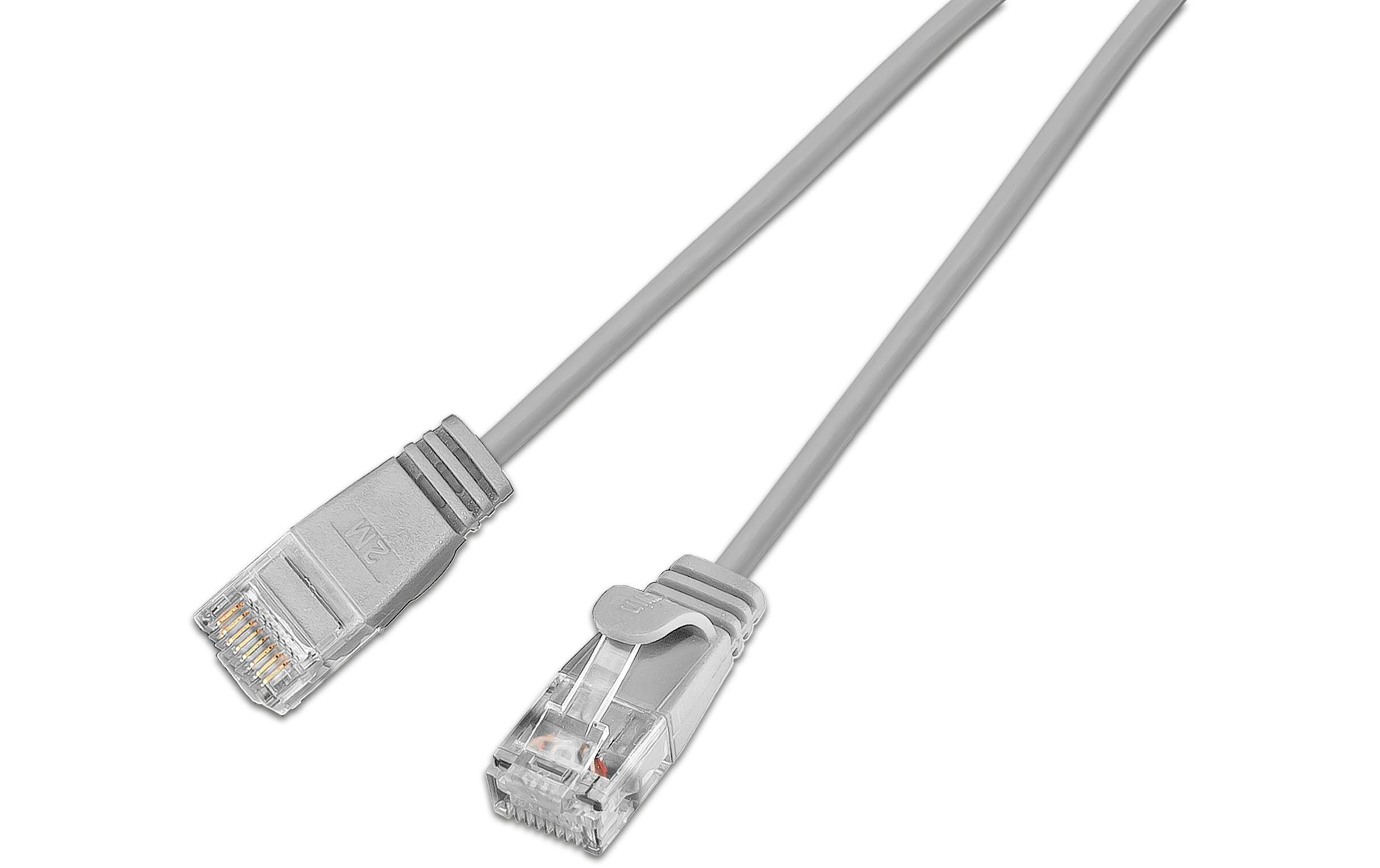 Slimpatchkabel RJ-45 - RJ-45, Cat 6, UTP, 7.5 m, GrauLightpatchkabel rund, ungeschirmtes Twisted-Pair-Kabel (U/UTP) mit Klinkenschutz