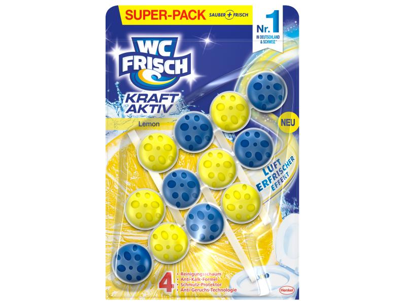 WC Frisch WC-Reiniger Einhänger Kraft-Aktiv Lemon 3 Stück Toiletten WC-Stein