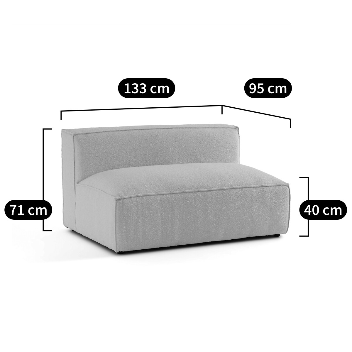 LA REDOUTE INTERIORS<br>Sofá modular de 2 lugares em veludo texturizado, Seven