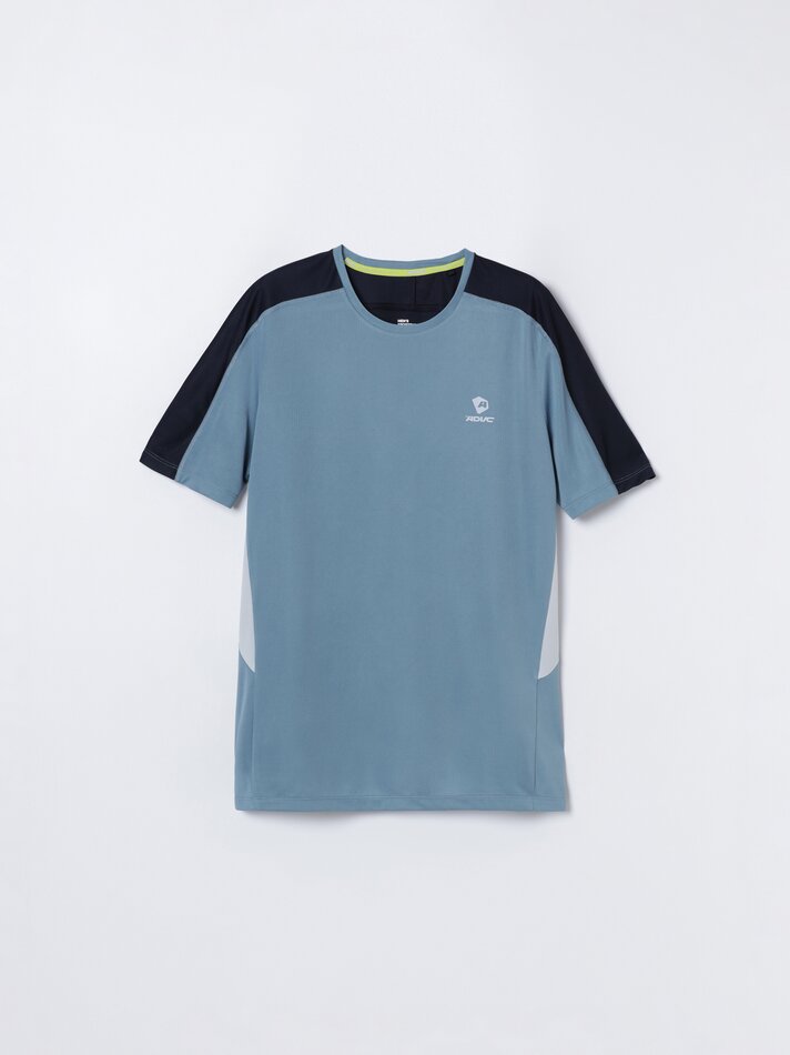 Camiseta esportiva colorblock - Azul Médio