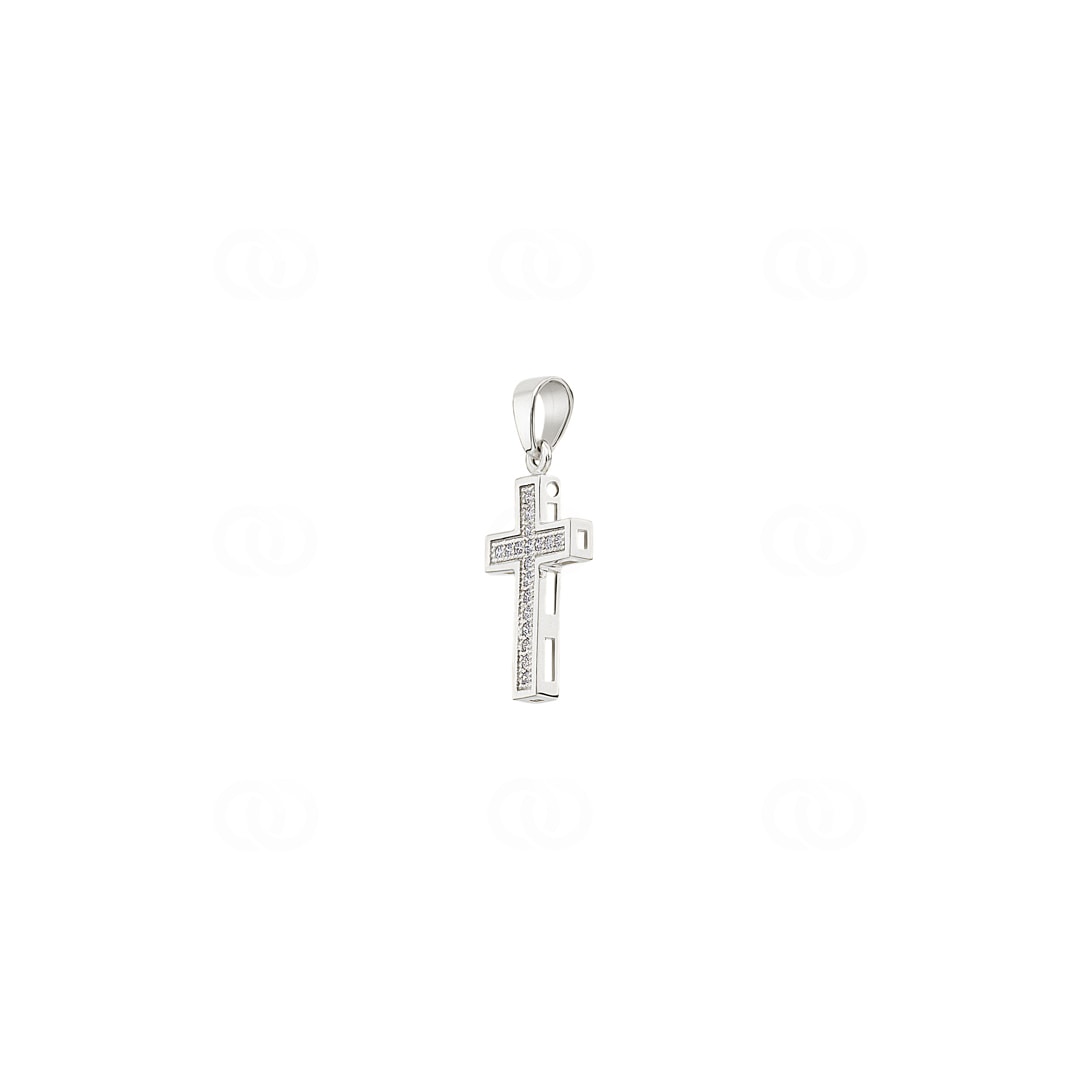 Kreuzanhänger 750/18 K Weissgold mit Diamanten 0.08 ct H/si