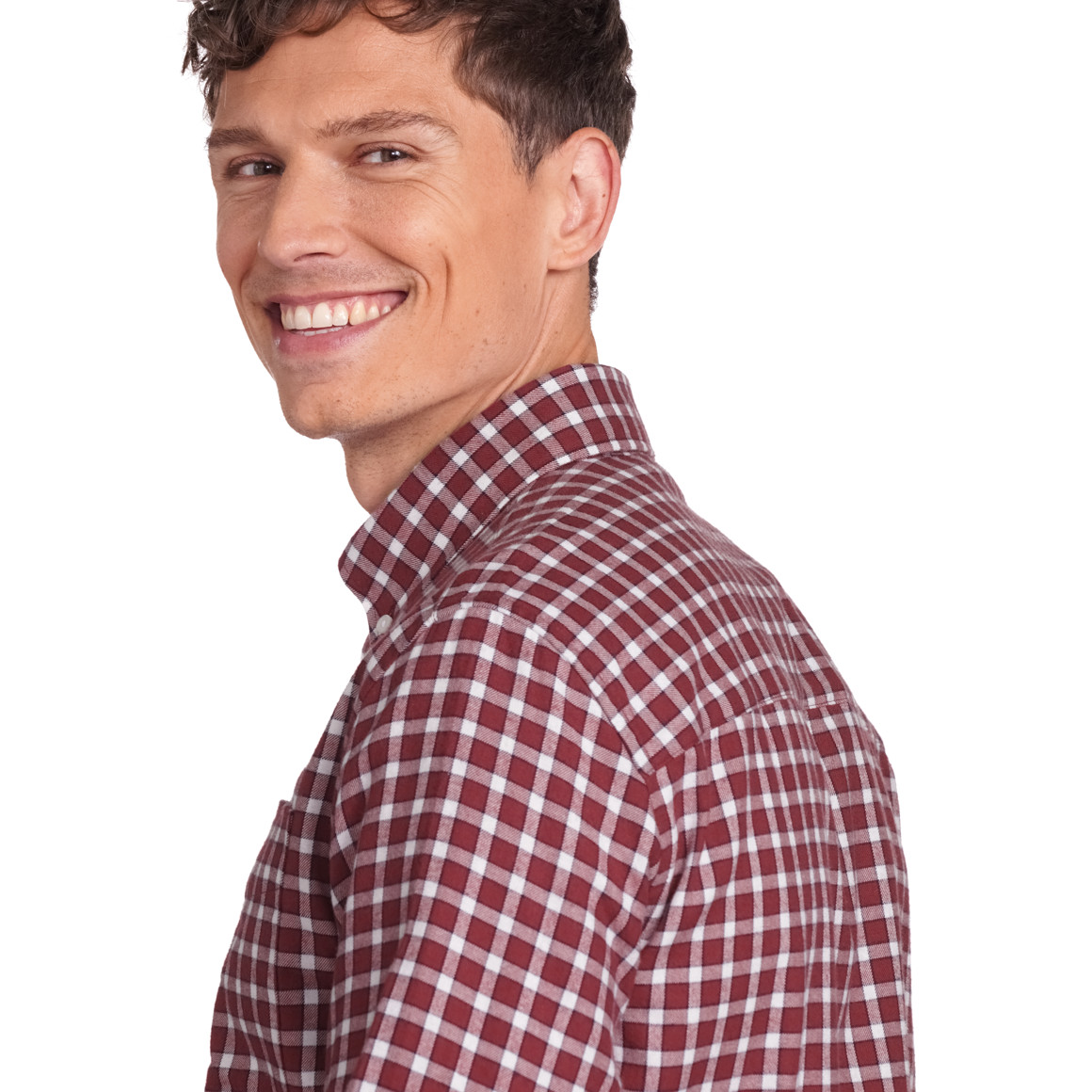 VanVaan Herren Flanellhemd in Regular Fit dunkelrot / weiss