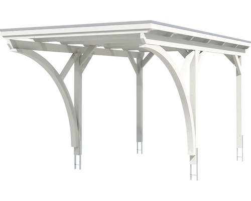 Enkele carport Konsta aluminium dakpanelen inclusief 2 inrijbogen en H-ankers 304x500 cm wit