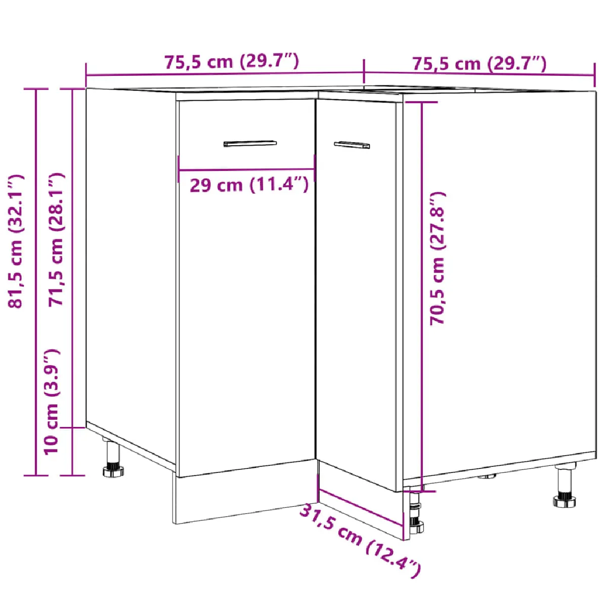 vidaXL Armoire de cuisine chêne artisanal 75,5x75,5x81,5 cm
