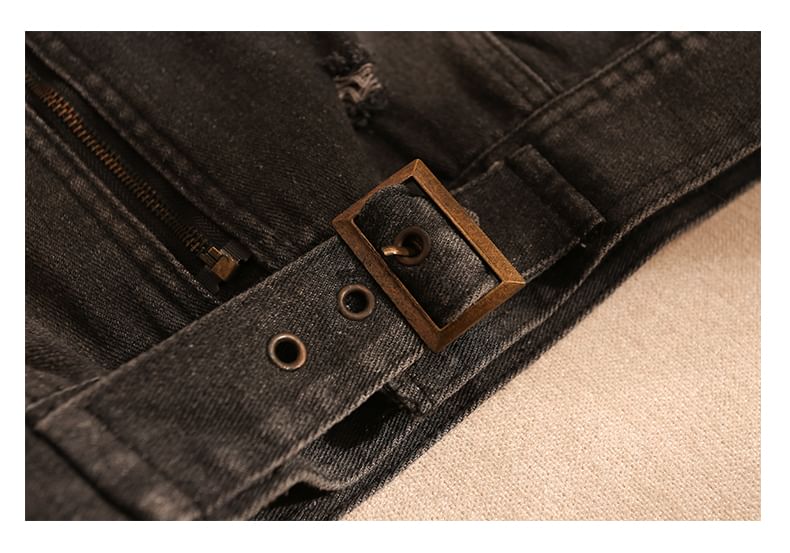 Eranellah - Gewassen vest met gespen en rits en inkeping in de revers