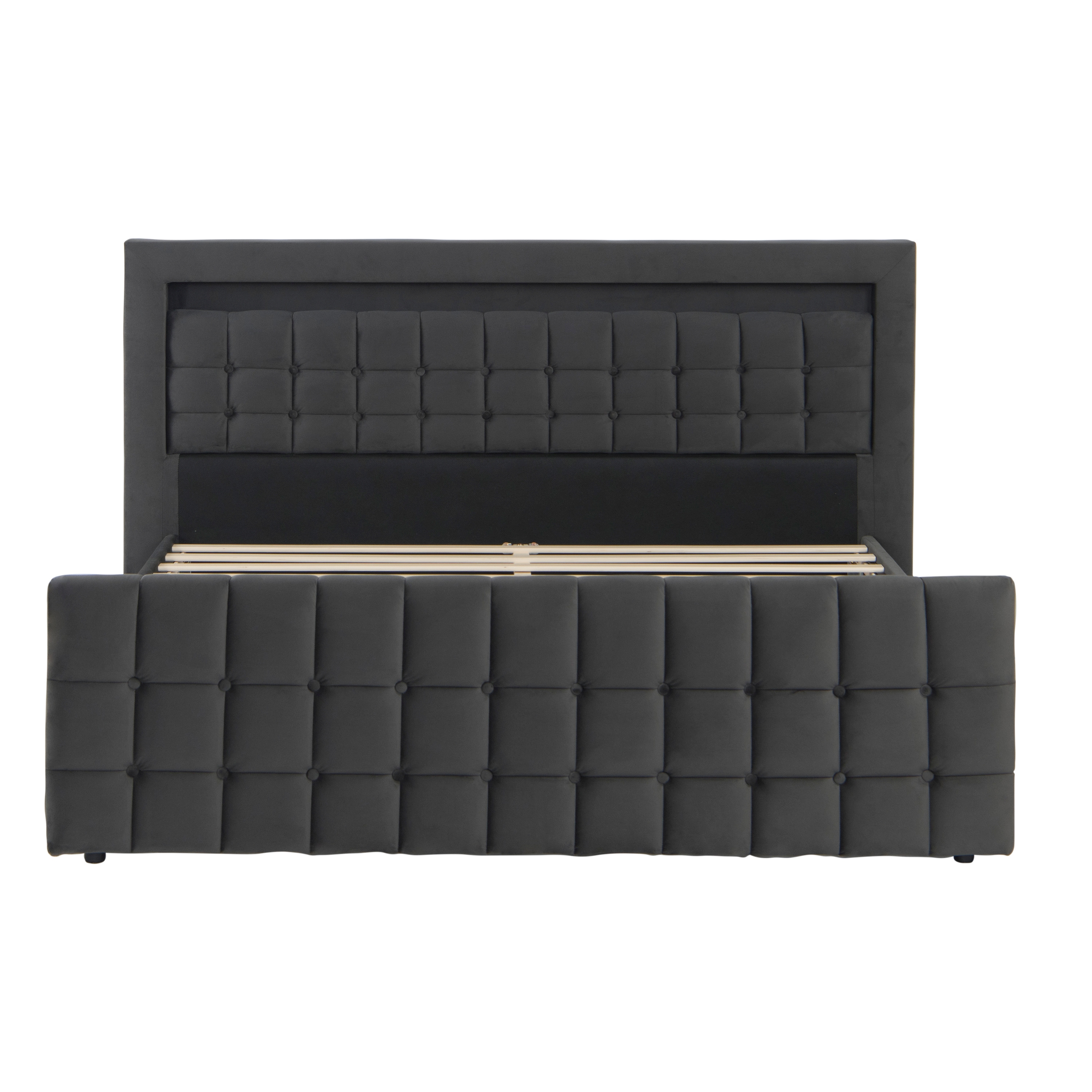 Polsterbett LED BEATA 160 x 200 cm anthrazit