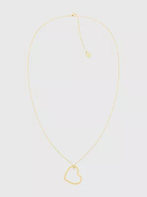 Colar folheado a ouro com coração e cristal
