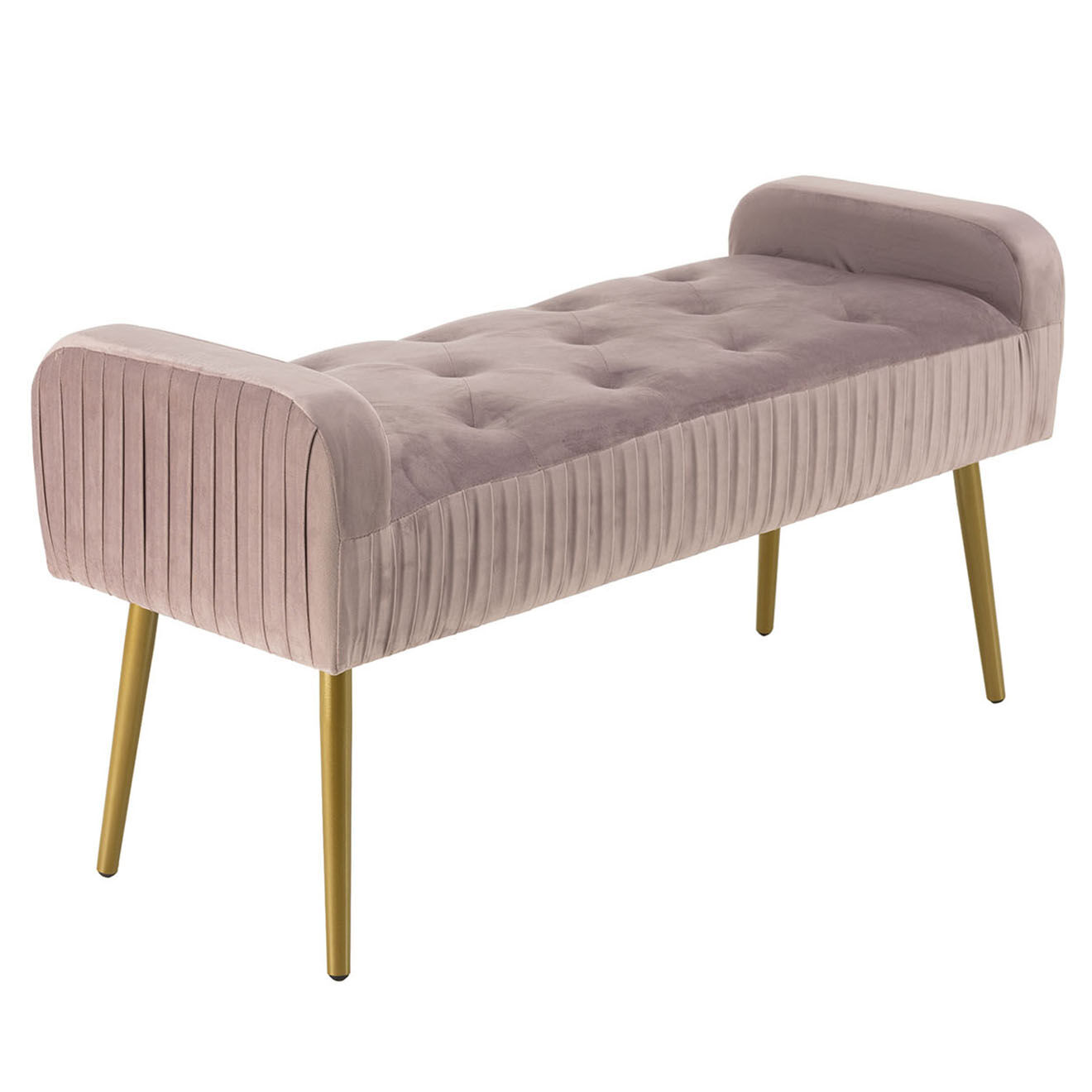 Macabane Banc de lit en velours Albane rose - 103x40x53 cm