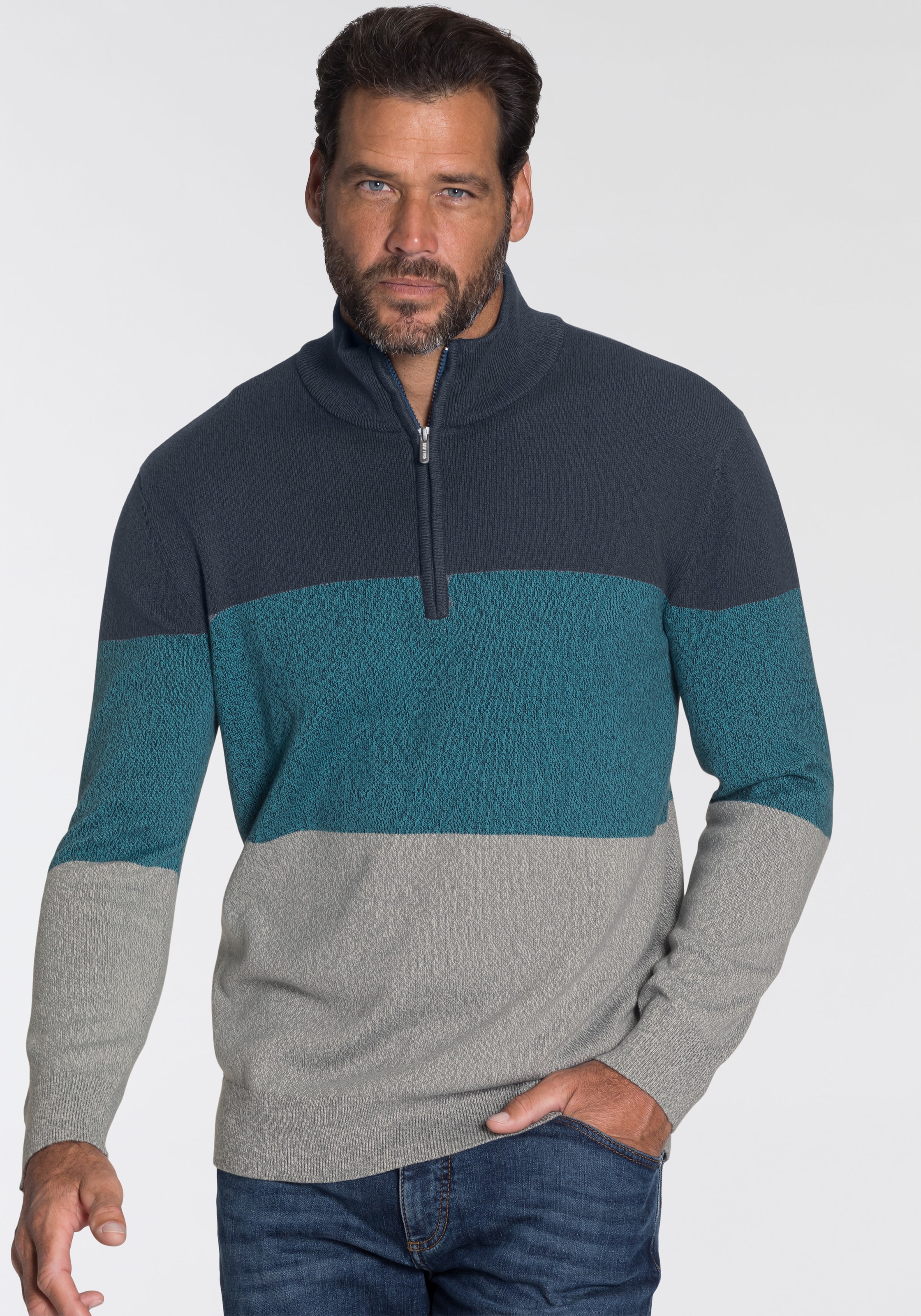 Man's World Troyer »Bis Grösse 5 XL«, mit Blockstreifen
