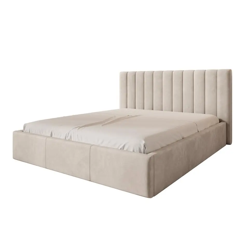 Meubella - Tweepersoonsbed Chief - Beige - Velvet - 180x200 cm