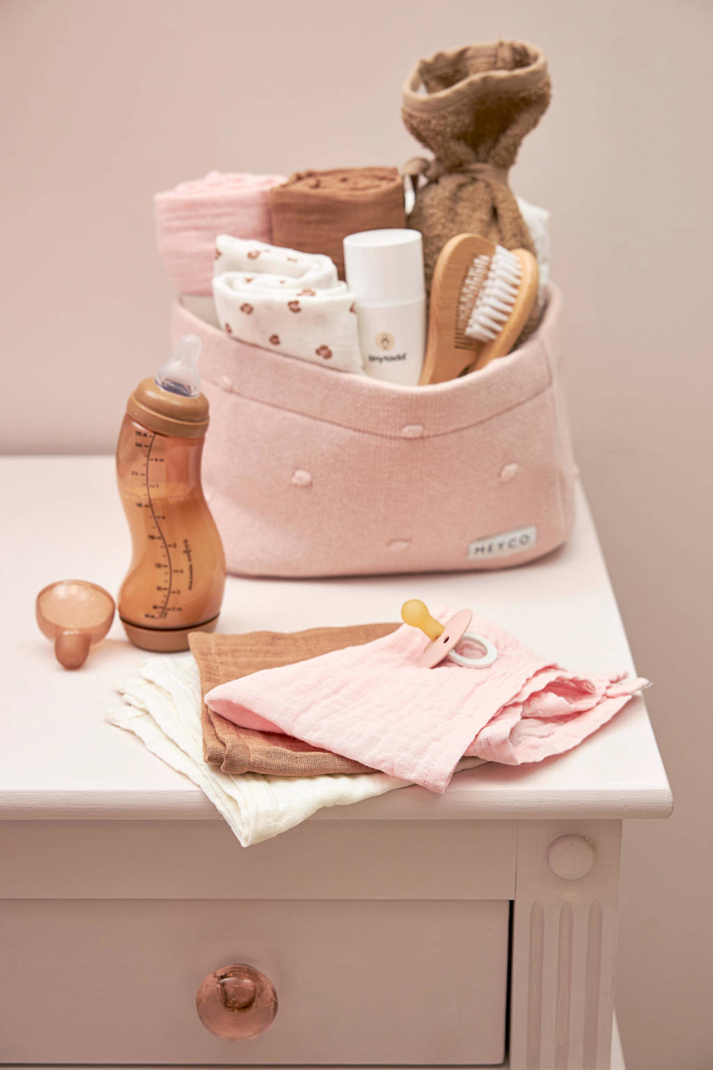 hydrofiele monddoekjes - set van 3 Offwhite/Soft Pink/Toffee