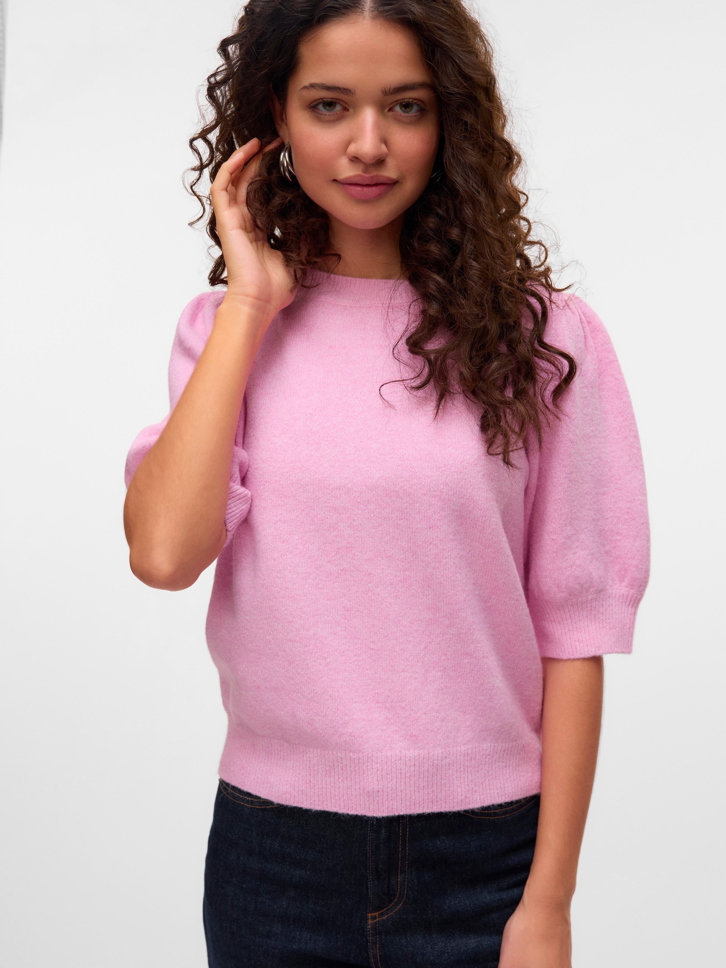 Vero Moda Rundhalspullover »VMDOFFY 2/4 O-NECK PULLOVER GA NOOS«, mit kurzen Puffärmeln