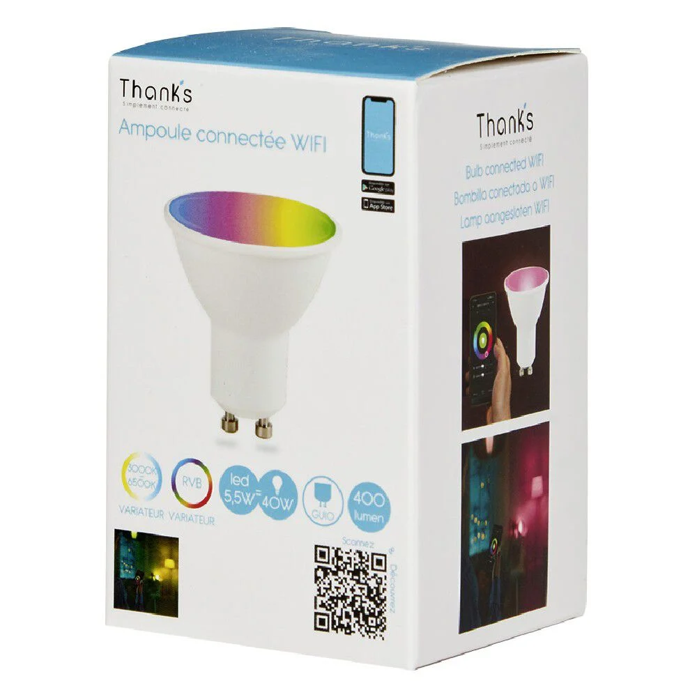 Ampoule LED connectée couleurs changeantes GU10 40 W