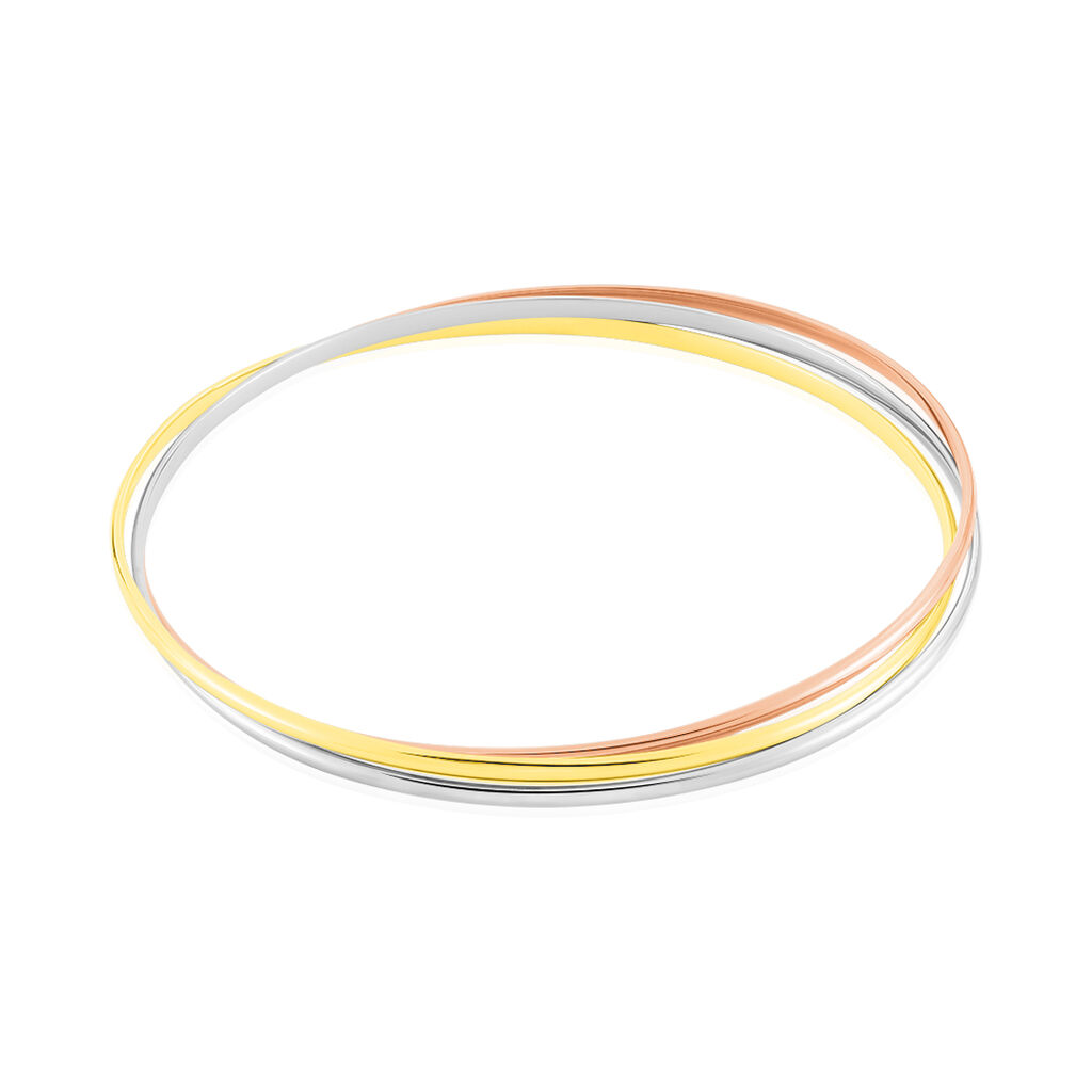 Bracelet Jonc Catalin 3 Fils Entrelaces Or Tricolore