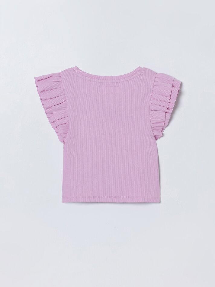 Camiseta sem mangas com babados - Rosa Lilás