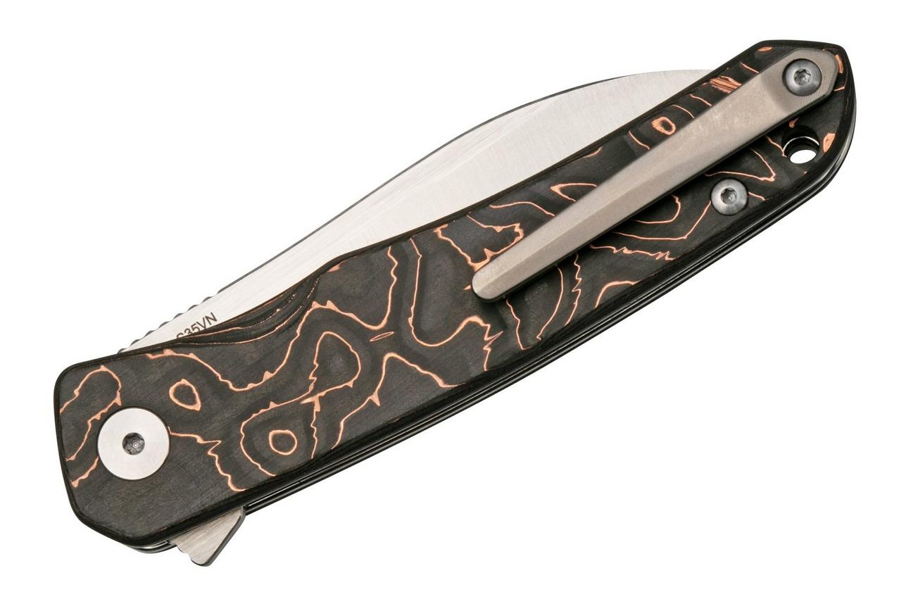QSP Knife Otter QS140-B1 Satin, Copper Foil Carbonfiber zakmes