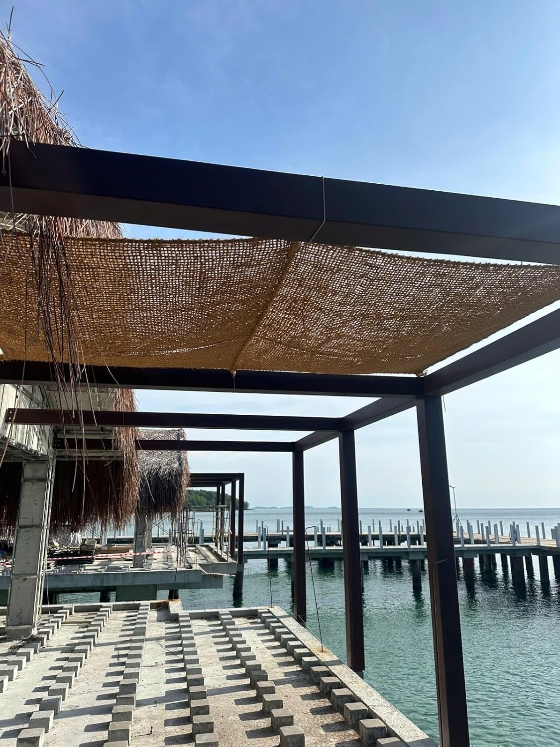 schattentuch rechteckig – 4x3 Meter – Langlebige und stilvolles Sonnensegel aus Kokosfaser – Effektiver Sonnenschutz und wasserdurchlässig – Für Terrasse oder Garten