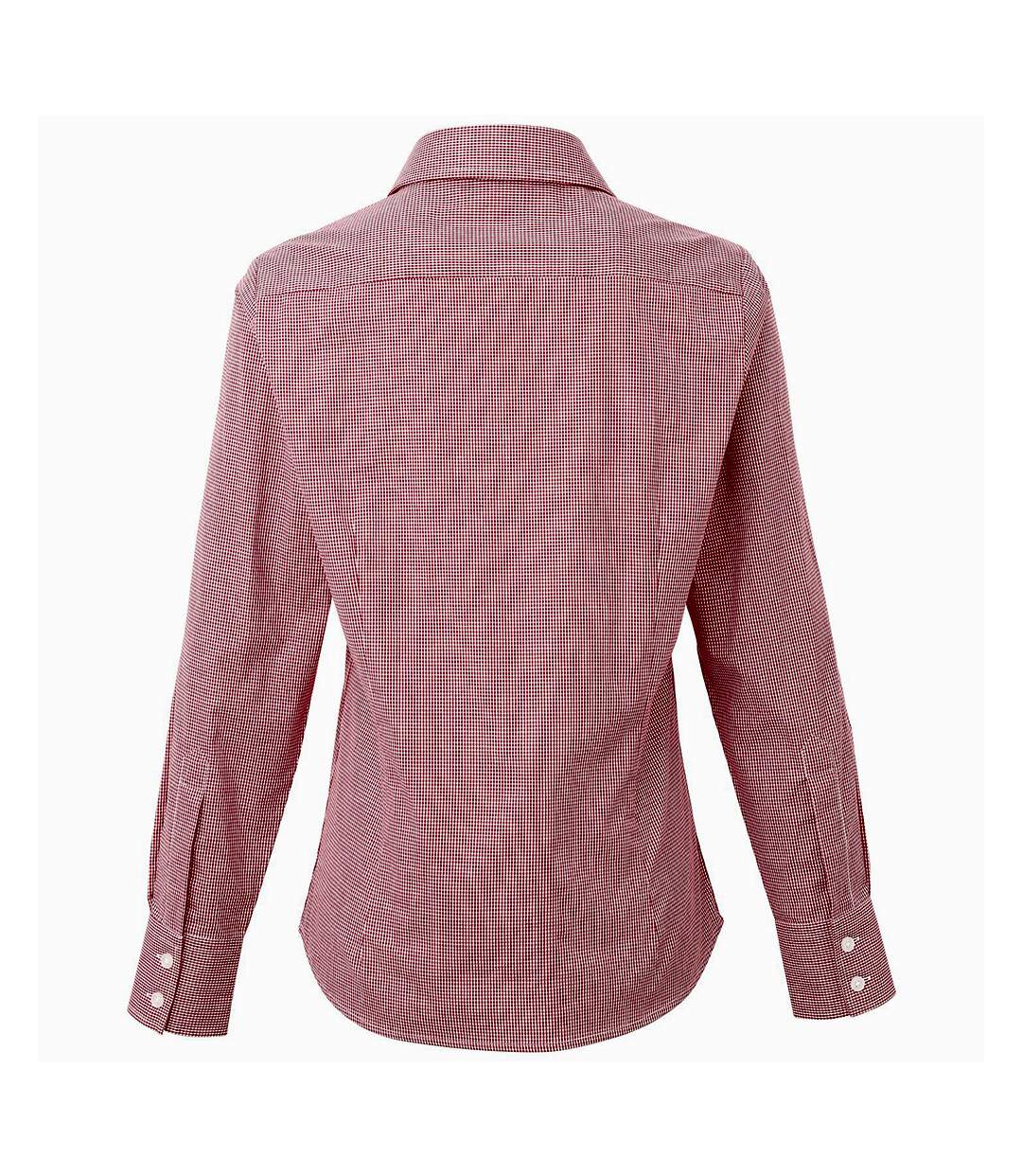 Premier Microcheck - Chemise à manches longues - Femme (Rouge/Blanc) - UTRW5523