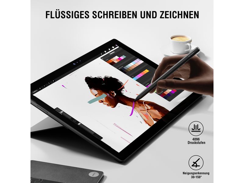 4smarts Eingabestift MPP Sylus Pen Schwarz Aktiver Eingabestift MPP für Surface