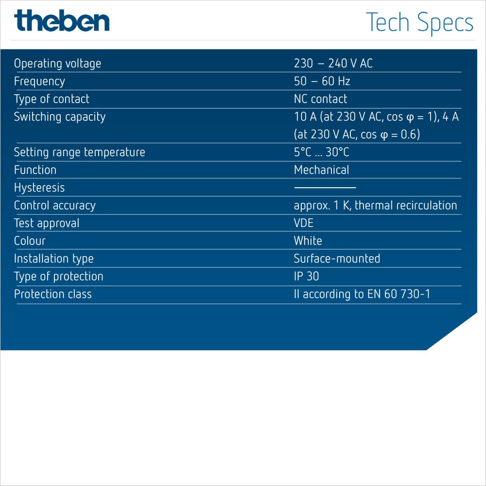 Theben 7010001 RAM 701 (RAMSES) - Kamerthermostaat voor alle verwarmingstypen, kamerthermostaat, kamerthermostaat