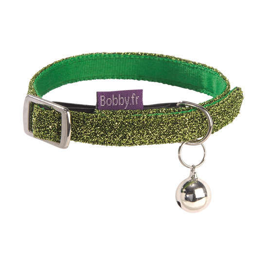 Collier nylon chat Disco vert :Longueur 30 cm