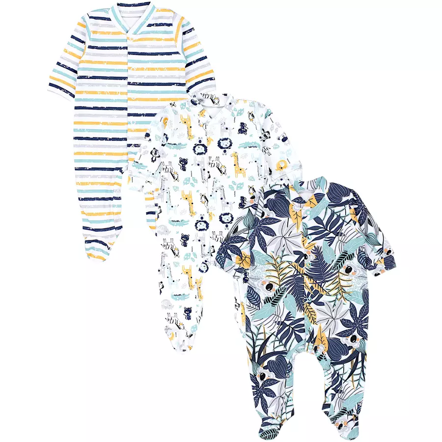 TupTam Baby Jungen Schlafstrampler mit Fuß 3er Pack orange