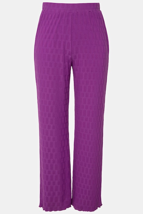 Hose, wide Legs, High Waist, Struktur-Jersey, Elastikbund