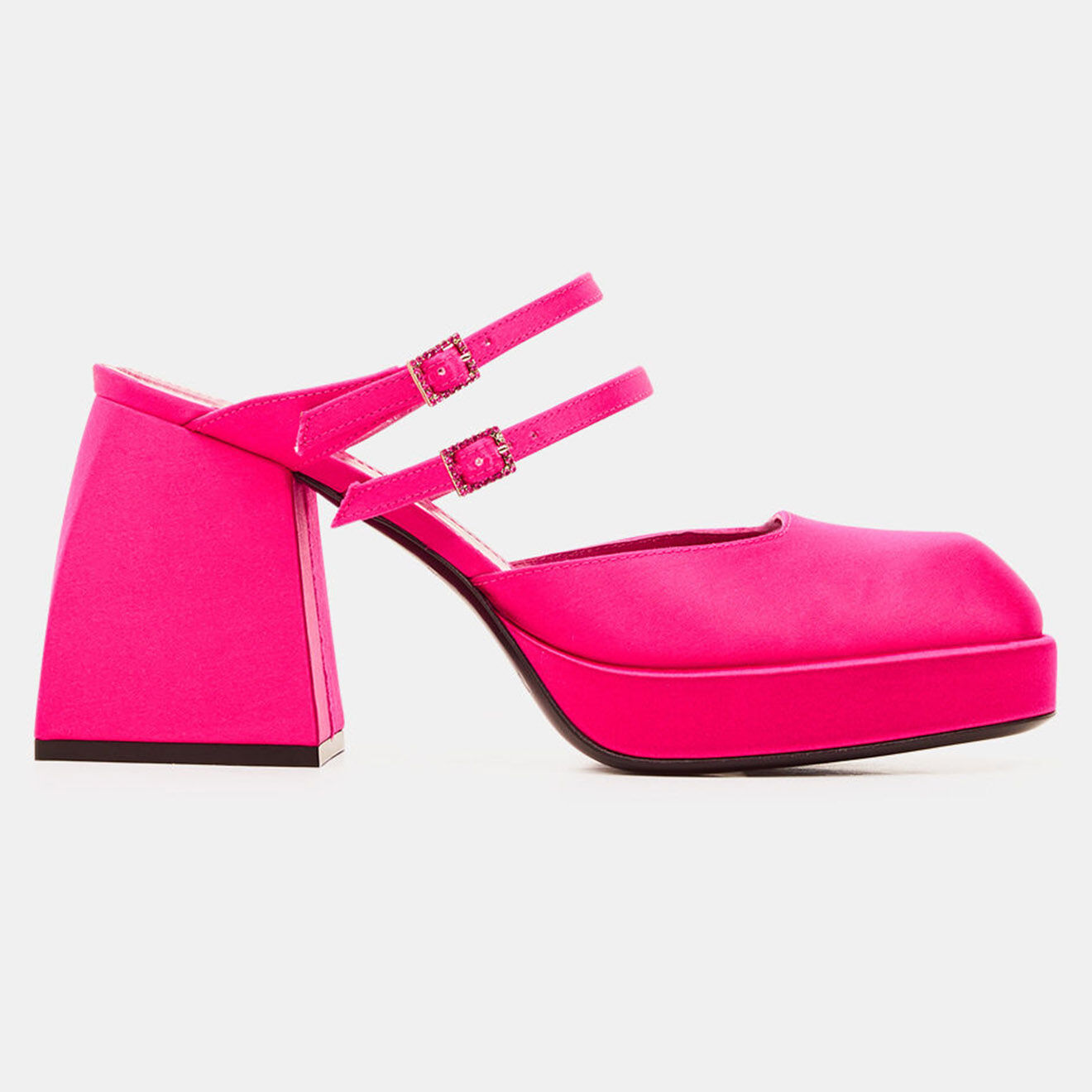 Nodaleto Mules en Satin Effie roses - Talon 8.5 cm