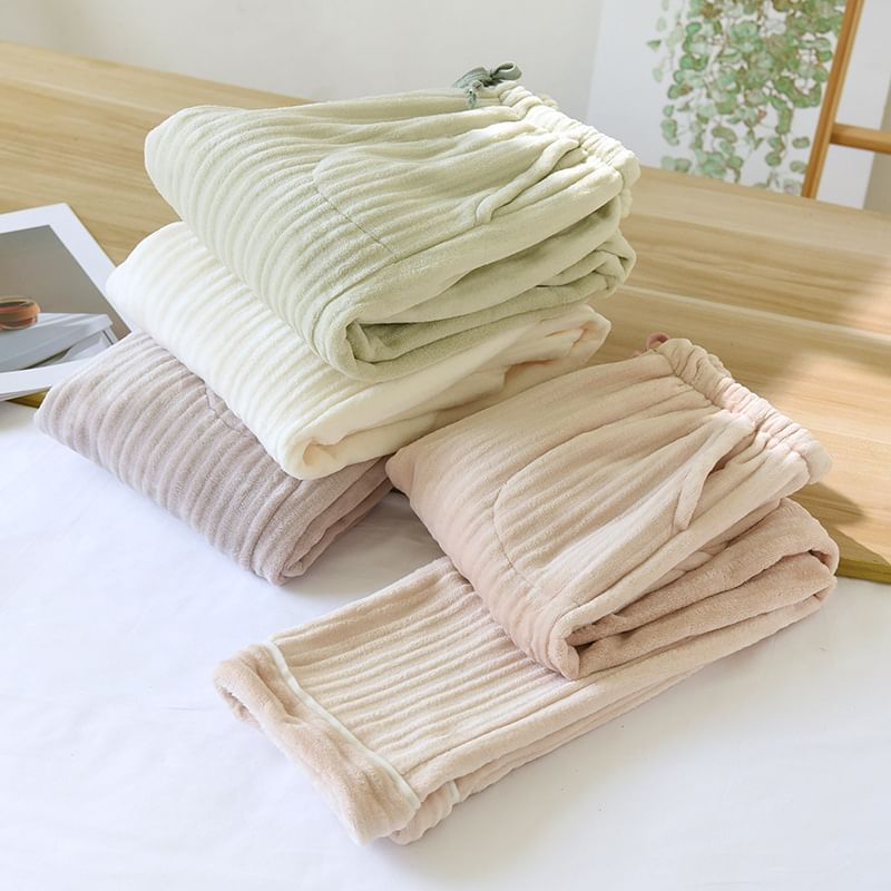 Somnus - Fleece pyjamabroek met contrasterende rand en trekkoord in de taille