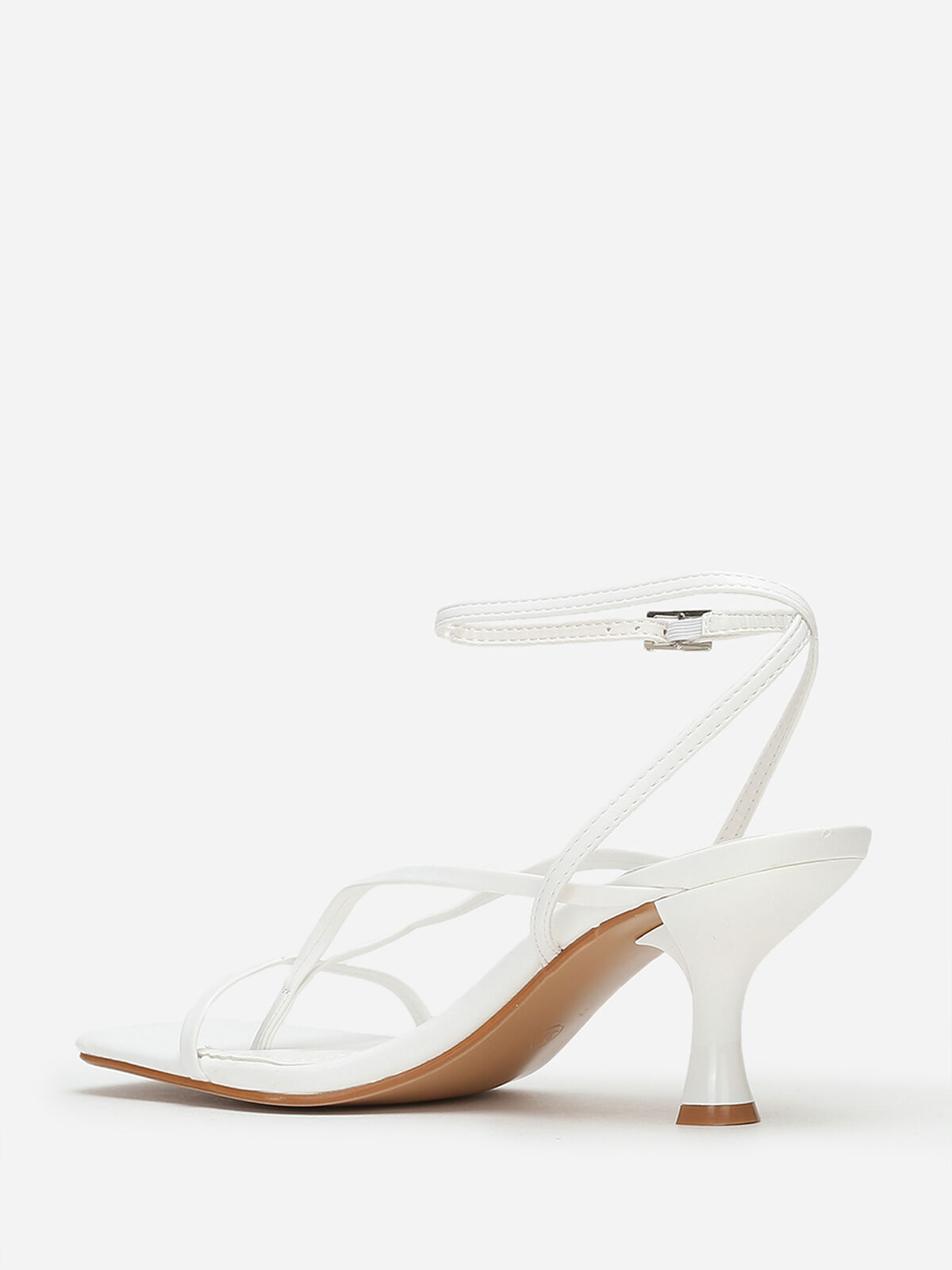 Sandales à talon bobine et bout carré- Blanc