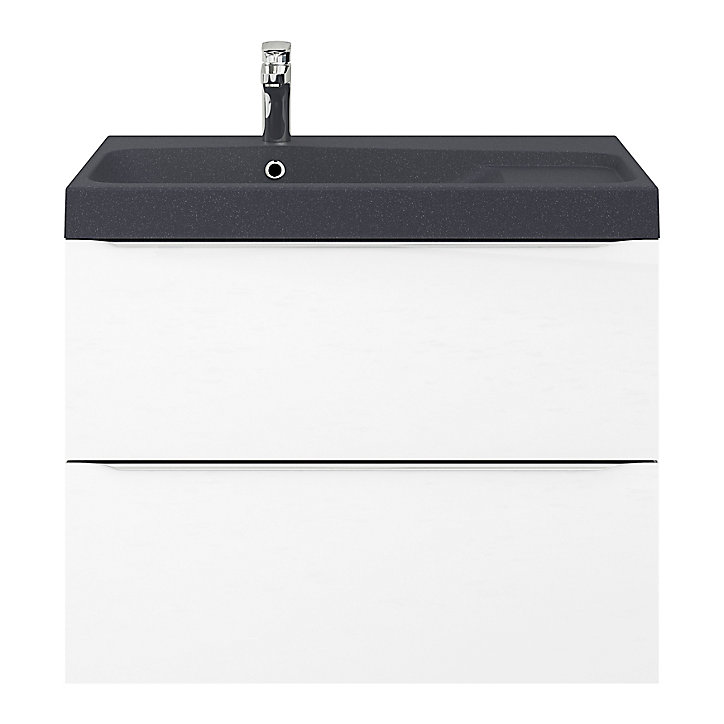 Meuble sous vasque à suspendre GoodHome Imandra blanc 80 cm + Plan vasque noir GoodHome Mila 80 cm