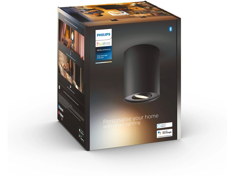 Philips Hue White Ambiance Pillar Einerspot erw. GU10, Schw Flexibles Licht für jeden Raum