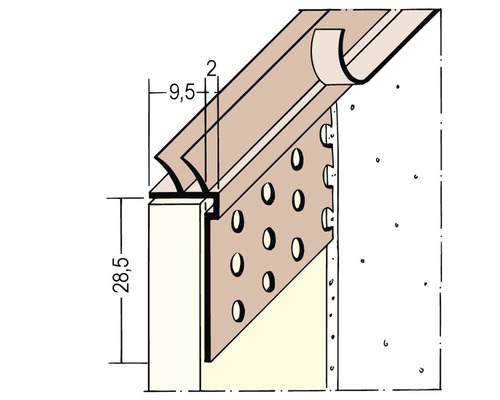 PROTEKTOR hard PVC-aansluitprofiel inclusief afdichtlip voor gipsplaatconstructie vanaf 9,5 mm voor pleisterdikte 1 mm 3000 x 28,5 x 9,5 mm Verpakking = 30 stuks